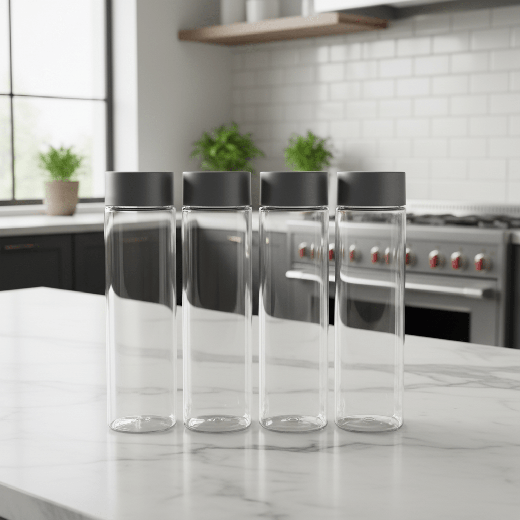 Jiham 4-Piece Clear Plastic Juice Bottles Set - 500ml - Grey Screw Cap - Al Kabayel Discount CentreJiham 4-Piece Clear Plastic Juice Bottles Set - 500ml - Grey Screw CapWater BottlesJIHAMAl Kabayel Discount Centre