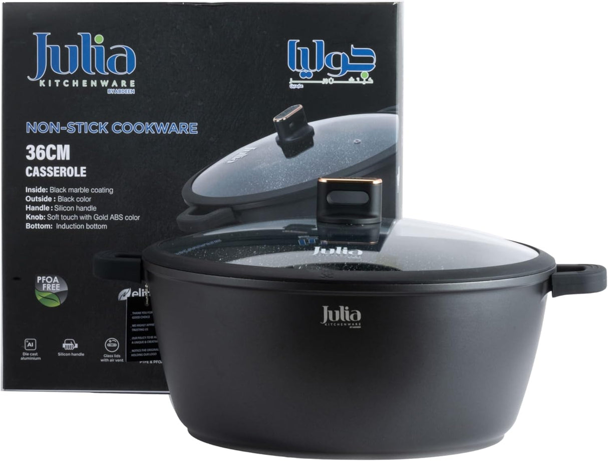 Julia Elite - Pro Plus Casserole With Lid, 36 Cm Diameter, Black - Al Kabayel Discount CentreJulia Elite - Pro Plus Casserole With Lid, 36 Cm Diameter, BlackCasserolesJULIAAl Kabayel Discount Centre