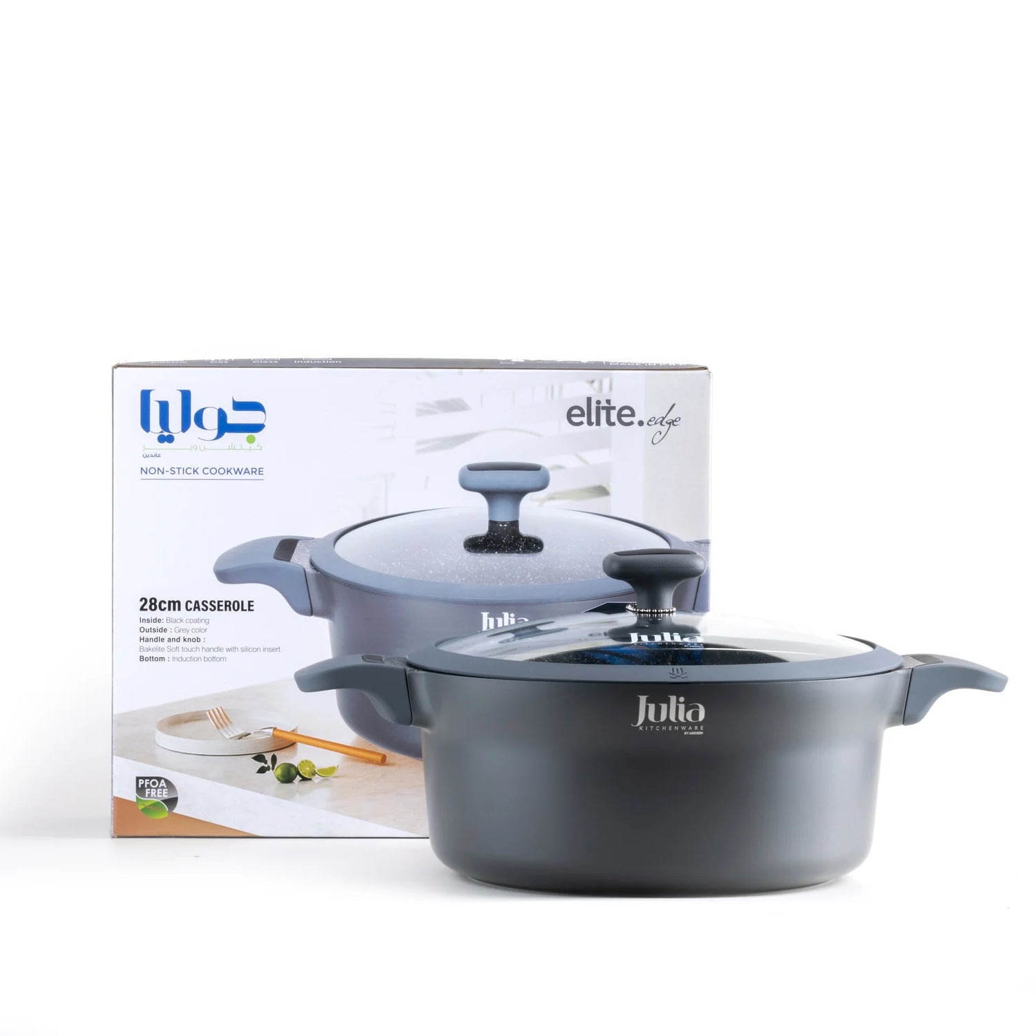 Julia Non - Stick Casserole With Lid 28cm - Gray - Al Kabayel Discount CentreJulia Non - Stick Casserole With Lid 28cm - GrayCasserolesJULIAAl Kabayel Discount Centre