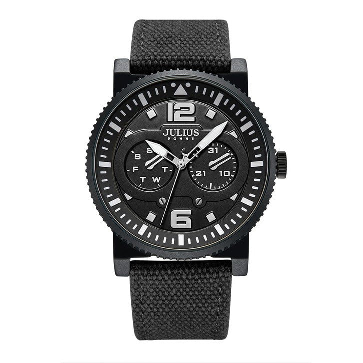 Julius Home JAH - 115 men's fashion watch with a canvas strap Black - Al Kabayel Discount CentreJulius Home JAH - 115 men's fashion watch with a canvas strap BlackWatchesJULIUSAl Kabayel Discount Centre