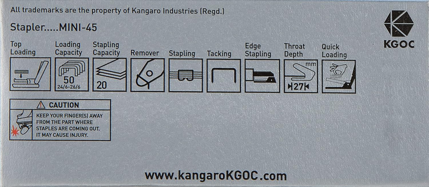 Kangaro Mini - 45 Stapler Capacity 20 Sheets - Al Kabayel Discount CentreKangaro Mini - 45 Stapler Capacity 20 SheetsPaper Clips, Staples & FastenersKANGAROAl Kabayel Discount Centre