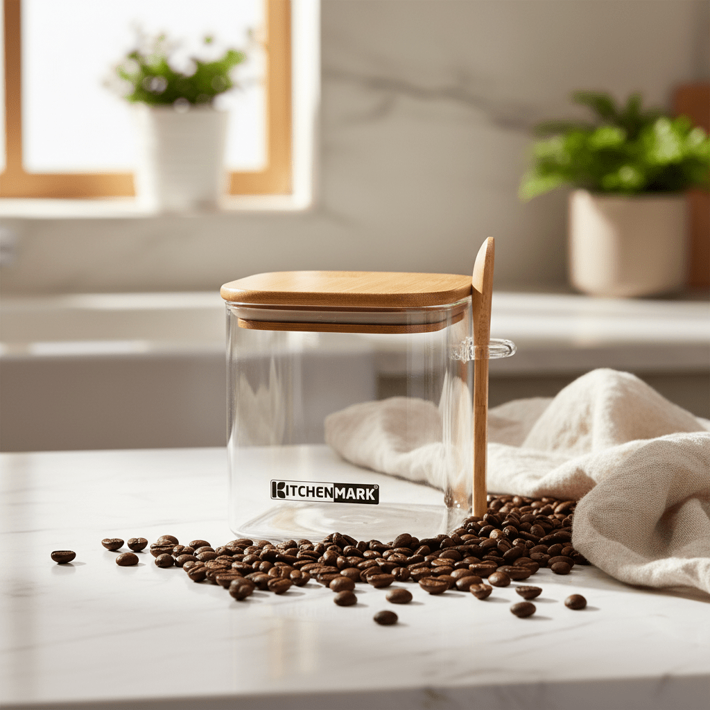 Kitchen Mark Glass Canister with Bamboo Lid & Spoon - 650ml / 750ml / 1300ml - Al Kabayel Discount CentreKitchen Mark Glass Canister with Bamboo Lid & Spoon - 650ml / 750ml / 1300mlJars & Food SaversKITCHEN MARKAl Kabayel Discount Centre