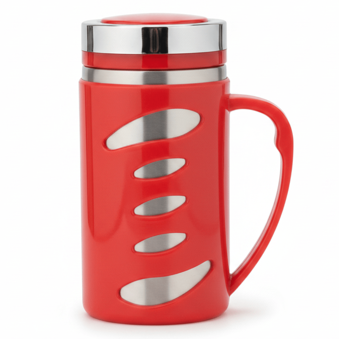 Kitchen Mark Red Insulated Slender Mug – 300ml | Stainless Steel & Plastic Travel Cup with Lid - Al Kabayel Discount CentreKitchen Mark Red Insulated Slender Mug – 300ml | Stainless Steel & Plastic Travel Cup with LidMugsKITCHEN MARKAl Kabayel Discount Centre