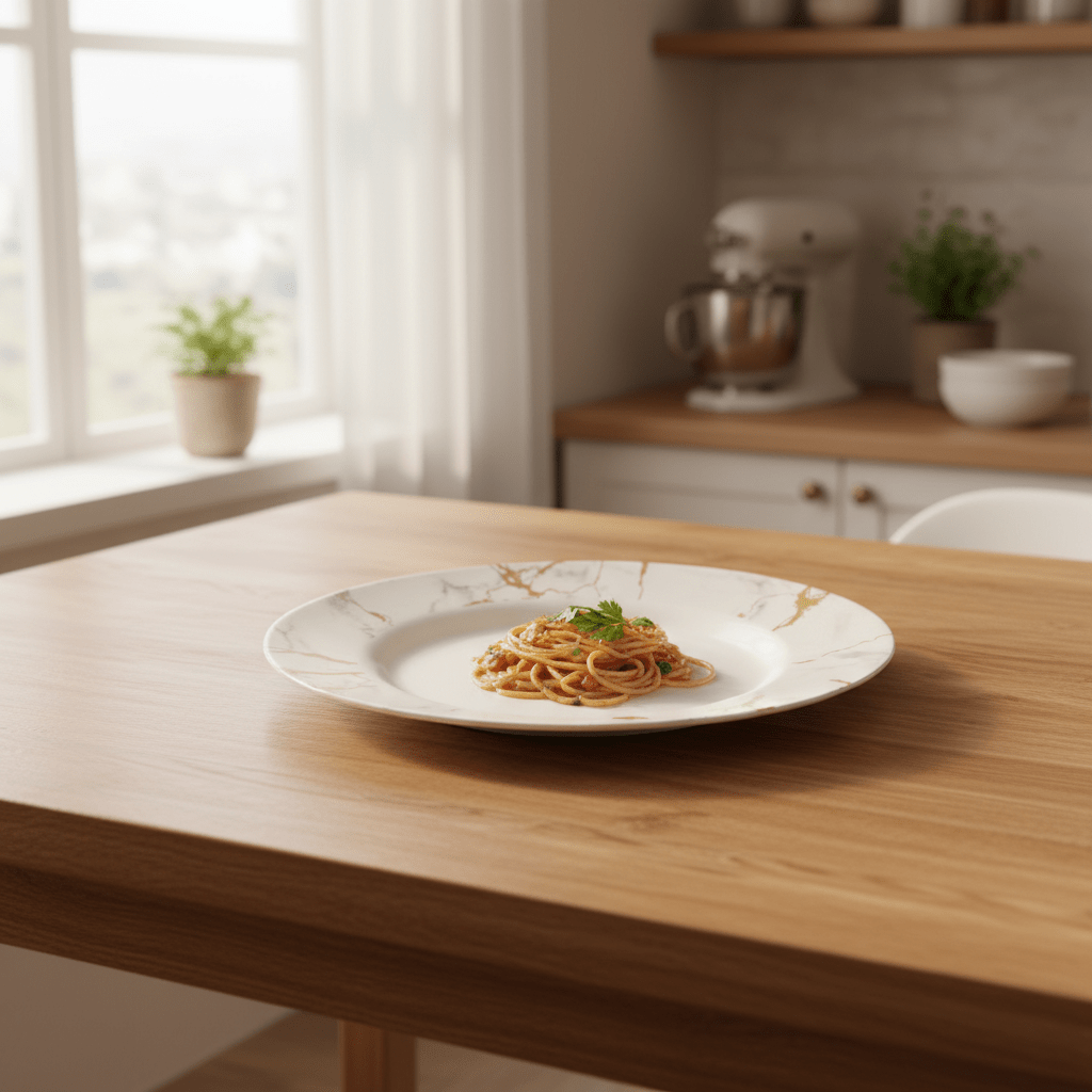 Kitchen Mark Round White Melamine Dinner Plate with Golden Shade Design, Elegant Serving Plate for Everyday Dining – 10 Inch - Al Kabayel Discount CentreKitchen Mark Round White Melamine Dinner Plate with Golden Shade Design, Elegant Serving Plate for Everyday Dining – 10 InchPlatesKITCHEN MARKAl Kabayel Discount Centre