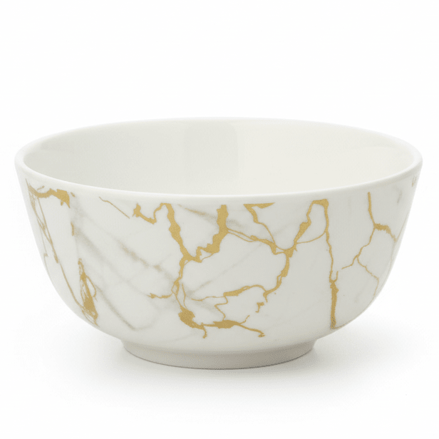 Kitchen Mark Round White Melamine Rice Bowl with Golden Shade Design, Small Serving Bowl for Individual Portions – 3.5 Inch - Al Kabayel Discount CentreKitchen Mark Round White Melamine Rice Bowl with Golden Shade Design, Small Serving Bowl for Individual Portions – 3.5 InchBowlsKITCHEN MARKAl Kabayel Discount Centre