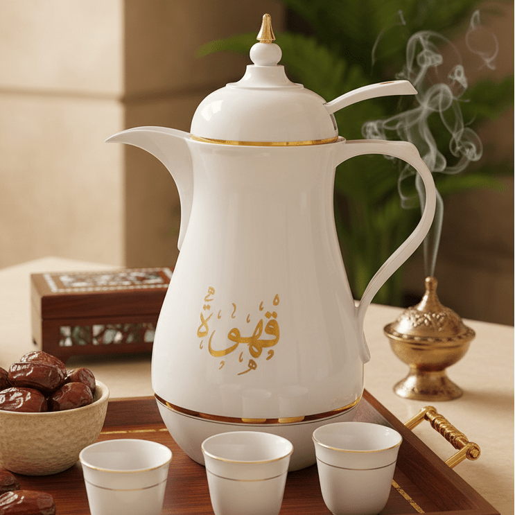 Kitchenmark 1 Liter Thermal Vacuum Flask – White with Gold 'Coffee' Lettering – Elegant Beverage Server - Al Kabayel Discount CentreKitchenmark 1 Liter Thermal Vacuum Flask – White with Gold 'Coffee' Lettering – Elegant Beverage ServerThermosKITCHENMARKAl Kabayel Discount Centre