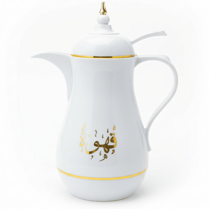 Kitchenmark 1 Liter Thermal Vacuum Flask – White with Gold 'Coffee' Lettering – Elegant Beverage Server - Al Kabayel Discount CentreKitchenmark 1 Liter Thermal Vacuum Flask – White with Gold 'Coffee' Lettering – Elegant Beverage ServerThermosKITCHENMARKAl Kabayel Discount Centre
