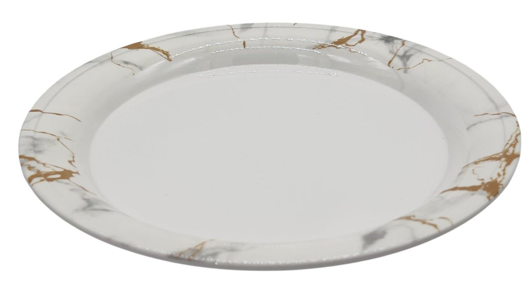 Kitchenmark Melamine Round Tray 35cm, White with Gold and Silver Pattern - Al Kabayel Discount CentreKitchenmark Melamine Round Tray 35cm, White with Gold and Silver PatternServing TraysKITCHENMARKAl Kabayel Discount Centre