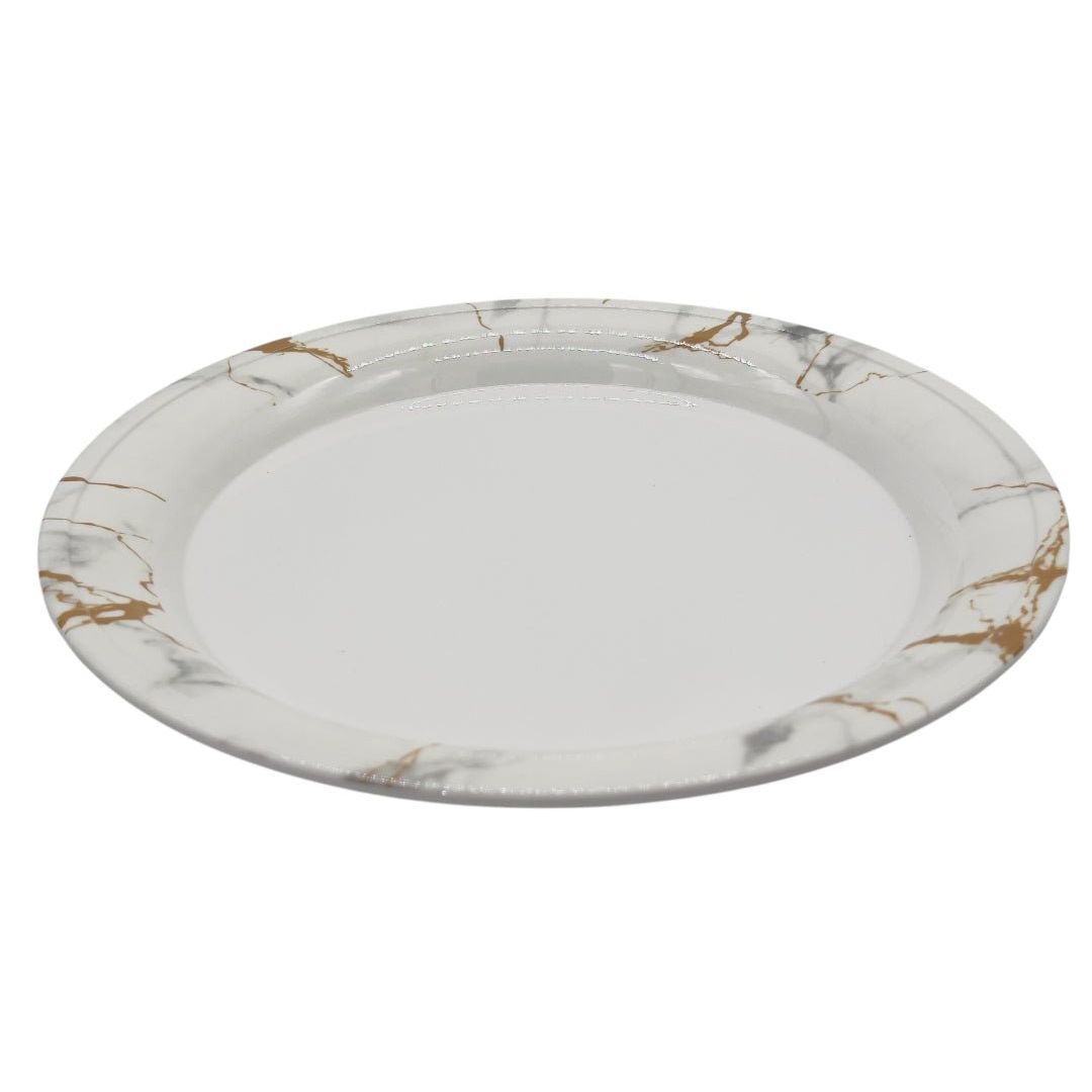 Kitchenmark Melamine Round Tray 35cm, White with Gold and Silver Pattern - Al Kabayel Discount CentreKitchenmark Melamine Round Tray 35cm, White with Gold and Silver PatternServing TraysKITCHENMARKAl Kabayel Discount Centre
