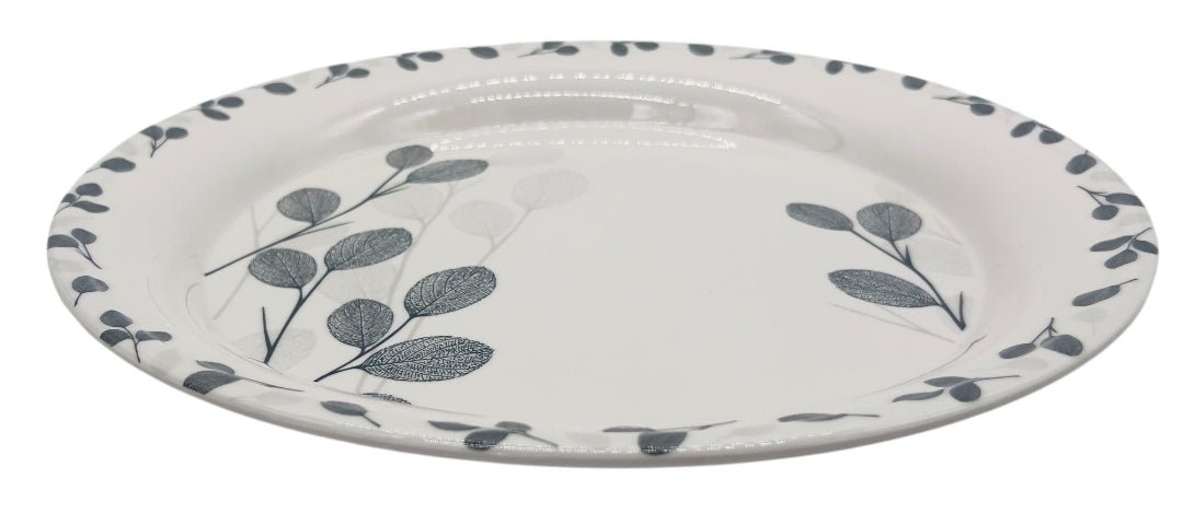 Kitchenmark Melamine Round Tray 40cm, White with Grey Floral Pattern - Al Kabayel Discount CentreKitchenmark Melamine Round Tray 40cm, White with Grey Floral PatternServing TraysKITCHENMARKAl Kabayel Discount Centre