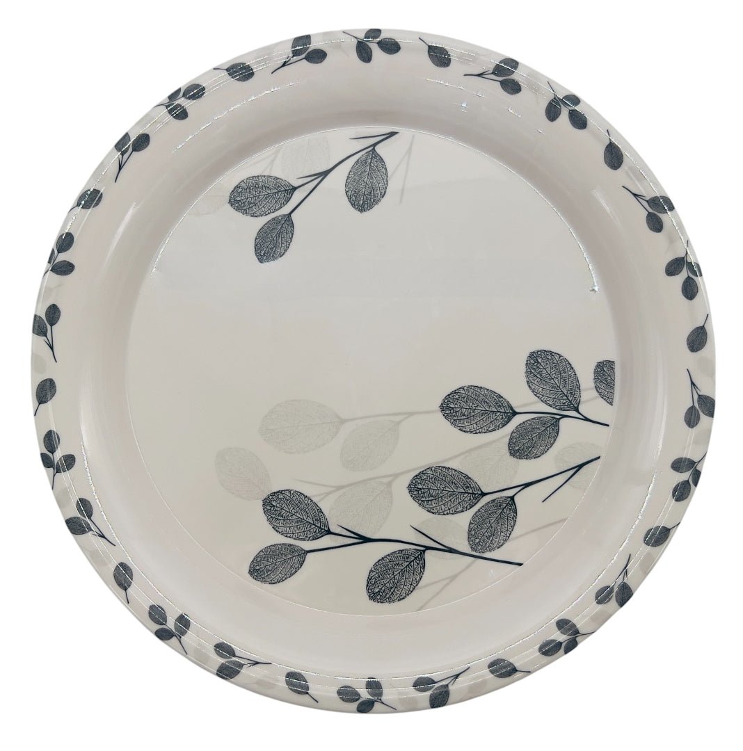 Kitchenmark Melamine Round Tray 40cm, White with Grey Floral Pattern - Al Kabayel Discount CentreKitchenmark Melamine Round Tray 40cm, White with Grey Floral PatternServing TraysKITCHENMARKAl Kabayel Discount Centre