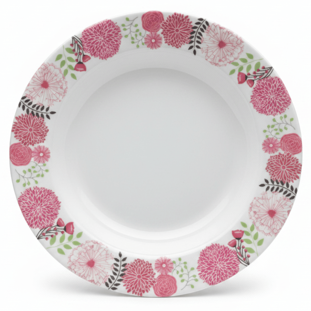 Kitchenmark White Melamine Dinner Plate – Pink Floral Design | 10 Inch - Al Kabayel Discount CentreKitchenmark White Melamine Dinner Plate – Pink Floral Design | 10 InchPlatesKITCHENMARKAl Kabayel Discount Centre