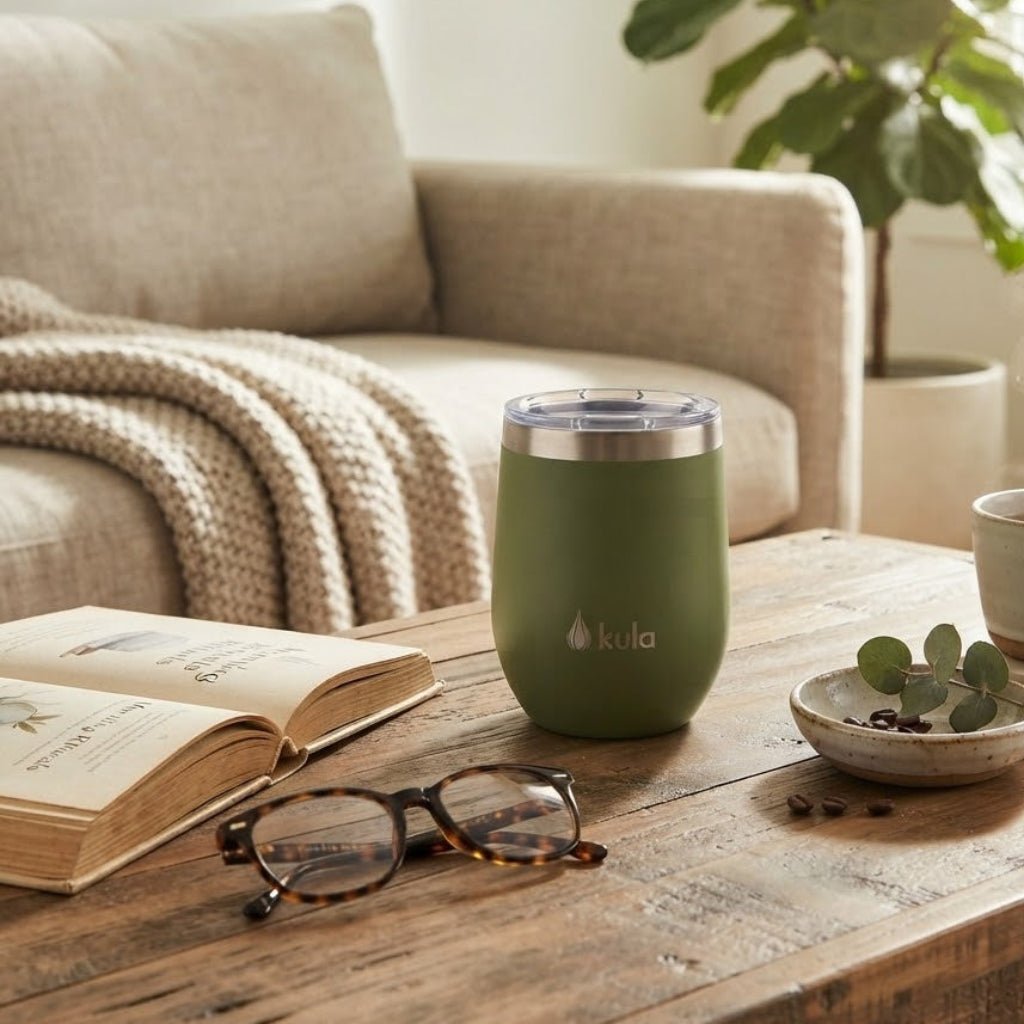 Kula Stainless Steel Travel Mug 320ml - Light Blue / Dark Green / Olive Green - Al Kabayel Discount CentreKula Stainless Steel Travel Mug 320ml - Light Blue / Dark Green / Olive GreenMugsKULAAl Kabayel Discount Centre