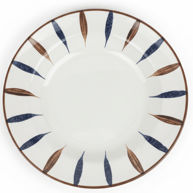 Landreen White with Navy Blue and Brown Leaf Print Round Melamine Soup Plate 10 Inch Decorative Deep Plate - Al Kabayel Discount CentreLandreen White with Navy Blue and Brown Leaf Print Round Melamine Soup Plate 10 Inch Decorative Deep PlatePlatesLANDREENAl Kabayel Discount Centre