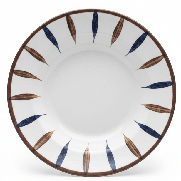 Landreen White with Navy Blue and Brown Leaf Print Round Melamine Soup Plate 8 Inch Compact Soup Dish - Al Kabayel Discount CentreLandreen White with Navy Blue and Brown Leaf Print Round Melamine Soup Plate 8 Inch Compact Soup DishPlatesLANDREENAl Kabayel Discount Centre