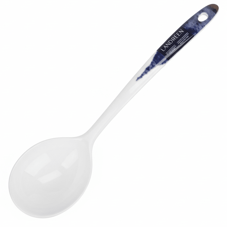 Landreen White with Navy Blue Print Soup Ladle 27 cm Long Handle Ladle for Serving Soups and Curries - Al Kabayel Discount CentreLandreen White with Navy Blue Print Soup Ladle 27 cm Long Handle Ladle for Serving Soups and CurriesLadle SpoonLANDREENAl Kabayel Discount Centre