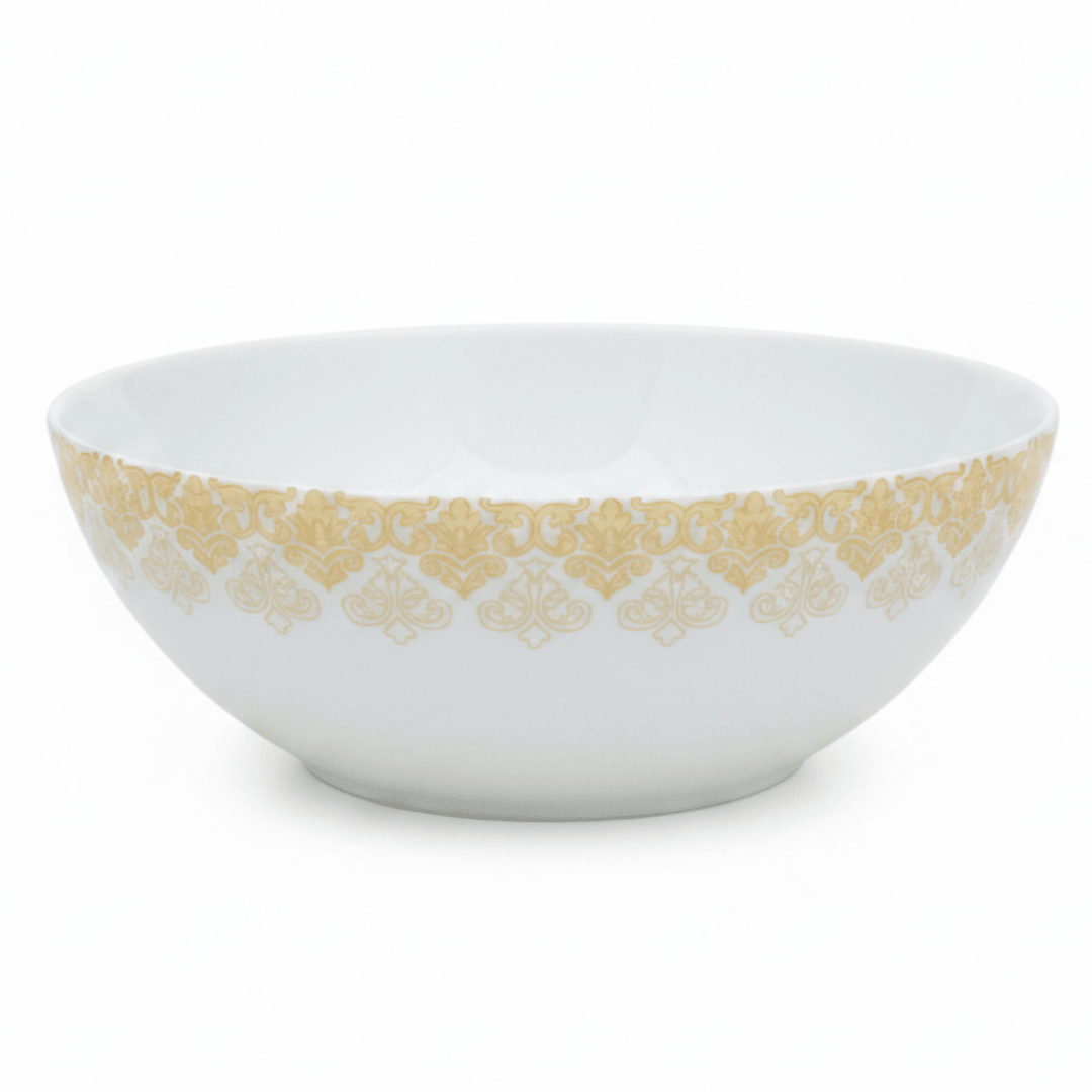 Larah by Borosil White & Gold Opalware Serving Bowl 8 Inch - Al Kabayel Discount CentreLarah by Borosil White & Gold Opalware Serving Bowl 8 InchBowlsBOROSILAl Kabayel Discount Centre