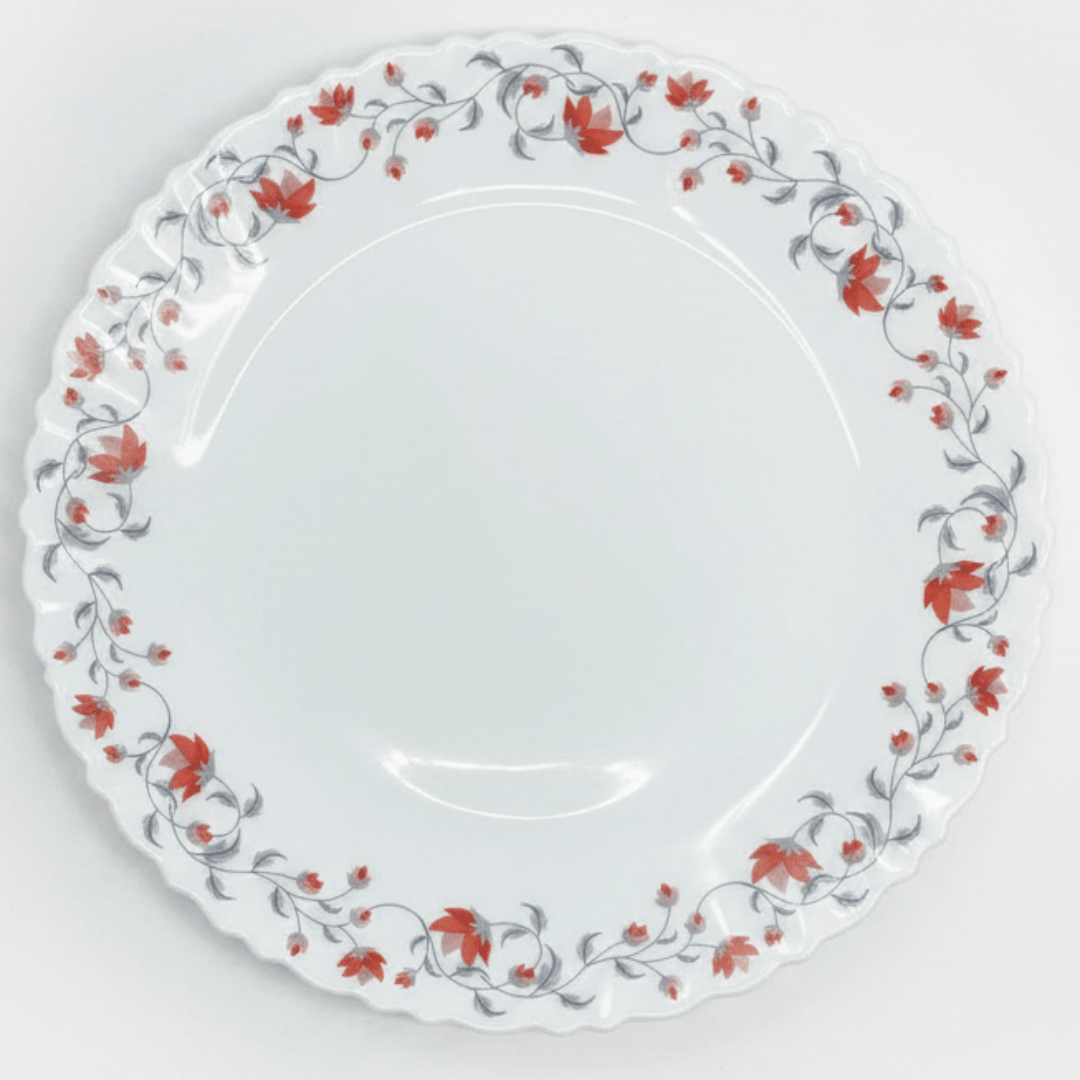Larah Fluted White Opalware Dinner Plate with Red Floral Design – 27cm - Al Kabayel Discount CentreLarah Fluted White Opalware Dinner Plate with Red Floral Design – 27cmPlatesLARAHAl Kabayel Discount Centre