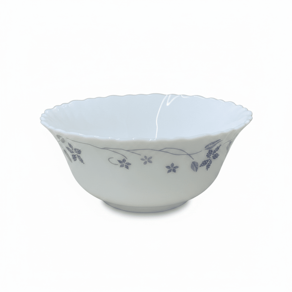 Larah Fluted White Opalware Soup Bowl with Blue Floral Design – 5 Inch - Al Kabayel Discount CentreLarah Fluted White Opalware Soup Bowl with Blue Floral Design – 5 InchBowlsLARAHAl Kabayel Discount Centre