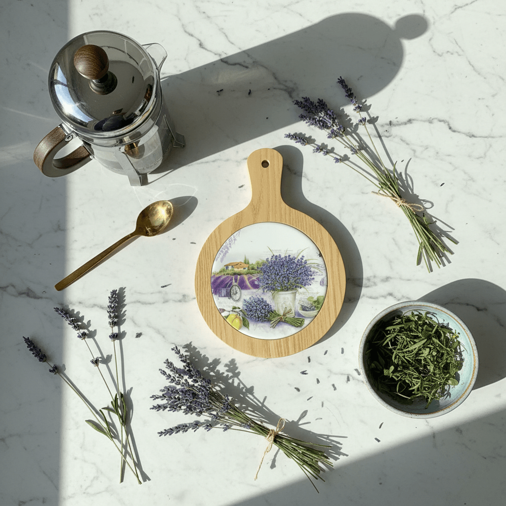 Lavender Provence Round Bamboo Coaster — 20cm - Al Kabayel Discount CentreLavender Provence Round Bamboo Coaster — 20cmHome Décor AccentsAKDCAl Kabayel Discount Centre