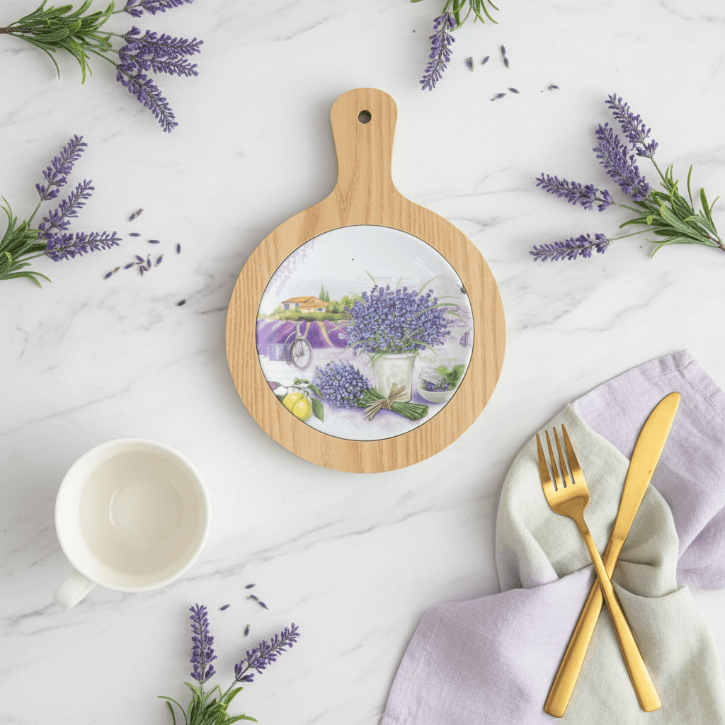 Lavender Provence Round Bamboo Coaster — 20cm - Al Kabayel Discount CentreLavender Provence Round Bamboo Coaster — 20cmHome Décor AccentsAKDCAl Kabayel Discount Centre