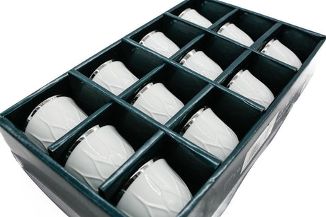 Lavin Ceramic 12Pcs Cawa Cup 50ML  - White&Silver - Al Kabayel Discount CentreLavin Ceramic 12Pcs Cawa Cup 50ML  - White&SilverTea CupsLAVINAl Kabayel Discount Centre