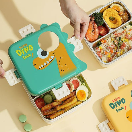 LAX SON Super Dino Individual Seal Lunch Box 1120ml + 70ml, Green - Al Kabayel Discount CentreLAX SON Super Dino Individual Seal Lunch Box 1120ml + 70ml, GreenFood ContainersLAX SONAl Kabayel Discount Centre