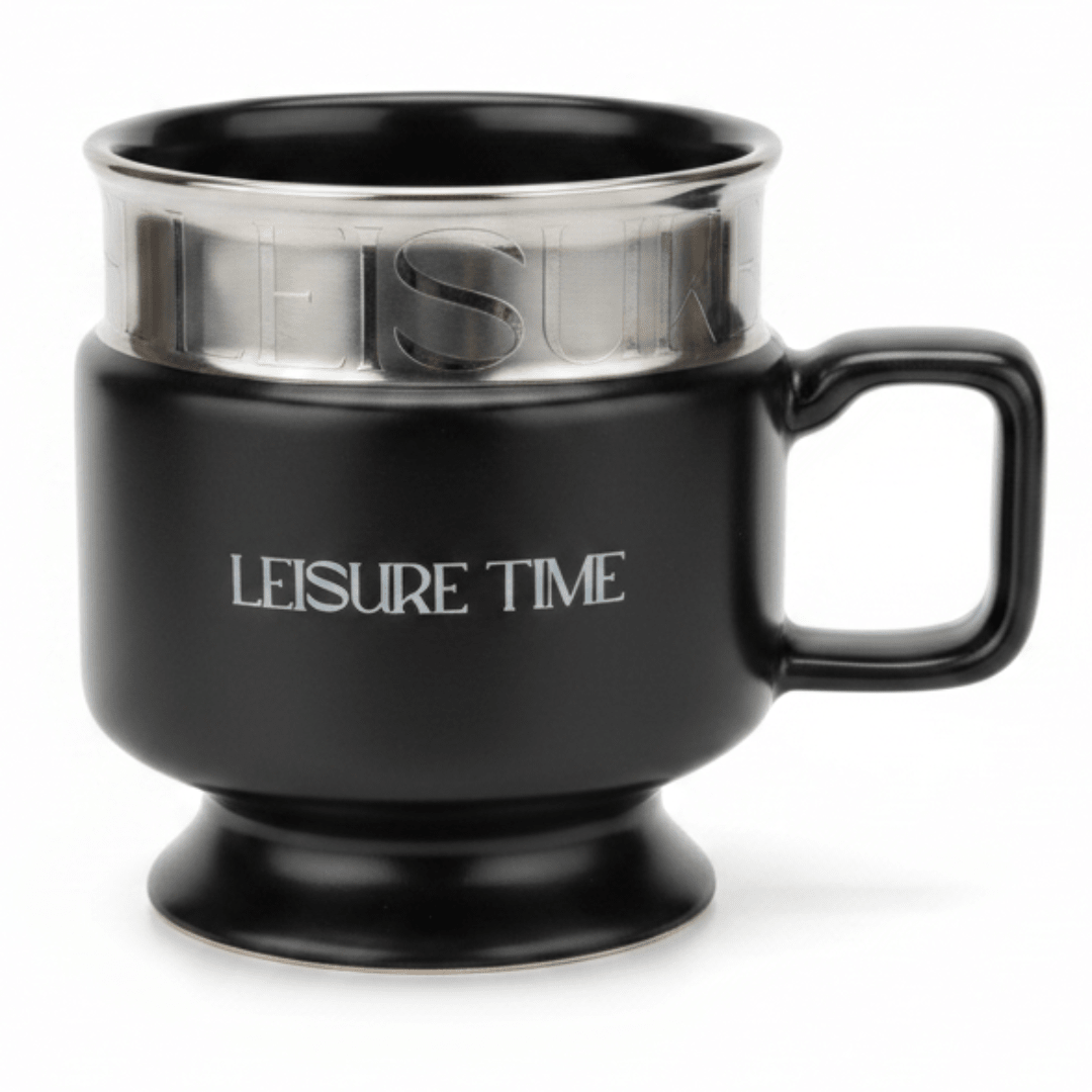 LEISURE TIME — Black Ceramic Mug with Elegant Handle | 330ml - Al Kabayel Discount CentreLEISURE TIME — Black Ceramic Mug with Elegant Handle | 330mlMugsAKDCAl Kabayel Discount Centre