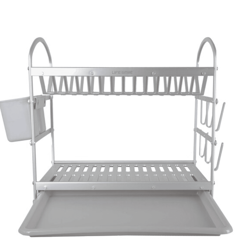 Life Smile Aluminium 2 Tier Dish Rack with Anti - Slip Rubber Fleet Designed to Maximize the Kitchen Storage 49.7cmX25cmX37.7cm - silver - Al Kabayel Discount CentreLife Smile Aluminium 2 Tier Dish Rack with Anti - Slip Rubber Fleet Designed to Maximize the Kitchen Storage 49.7cmX25cmX37.7cm - silverOrganizers & AccessoriesLIFE SMILEAl Kabayel Discount Centre