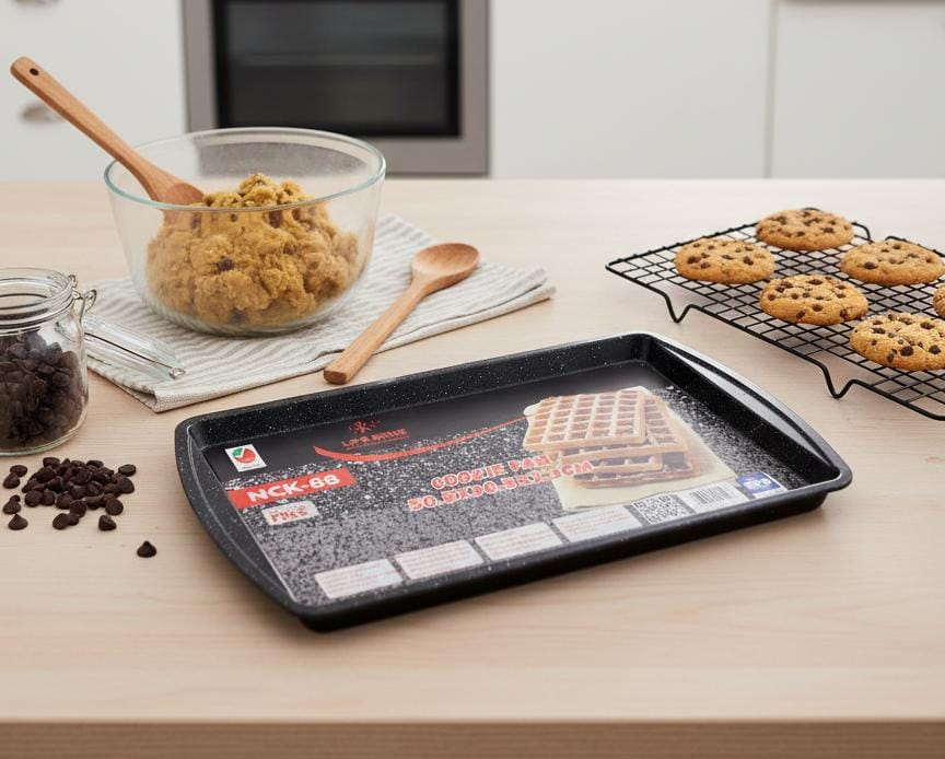 LIFE SMILE Extra - Large Cookie Pan 50.5×30.5×2.3 cm – Granite Finish Non - Stick Carbon Steel Baking Sheet for Oven Cooking - Al Kabayel Discount CentreLIFE SMILE Extra - Large Cookie Pan 50.5×30.5×2.3 cm – Granite Finish Non - Stick Carbon Steel Baking Sheet for Oven CookingFrying Pans & SkilletsLIFE SMILEAl Kabayel Discount Centre