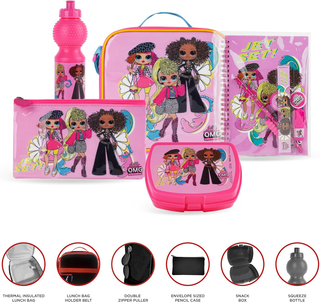 LOL Surprise OMG 6 - in - 1 School Set Inccludes 16" Trolley Bag, Lunch Bag, Pencil Case, Lunch Box, Water Bottle, Ziplock Set - Al Kabayel Discount CentreLOL Surprise OMG 6 - in - 1 School Set Inccludes 16" Trolley Bag, Lunch Bag, Pencil Case, Lunch Box, Water Bottle, Ziplock SetSchool BagsLOL SURPRISEAl Kabayel Discount Centre