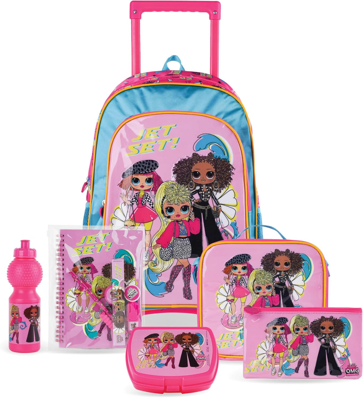 LOL Surprise OMG 6 - in - 1 School Set Inccludes 16" Trolley Bag, Lunch Bag, Pencil Case, Lunch Box, Water Bottle, Ziplock Set - Al Kabayel Discount CentreLOL Surprise OMG 6 - in - 1 School Set Inccludes 16" Trolley Bag, Lunch Bag, Pencil Case, Lunch Box, Water Bottle, Ziplock SetSchool BagsLOL SURPRISEAl Kabayel Discount Centre