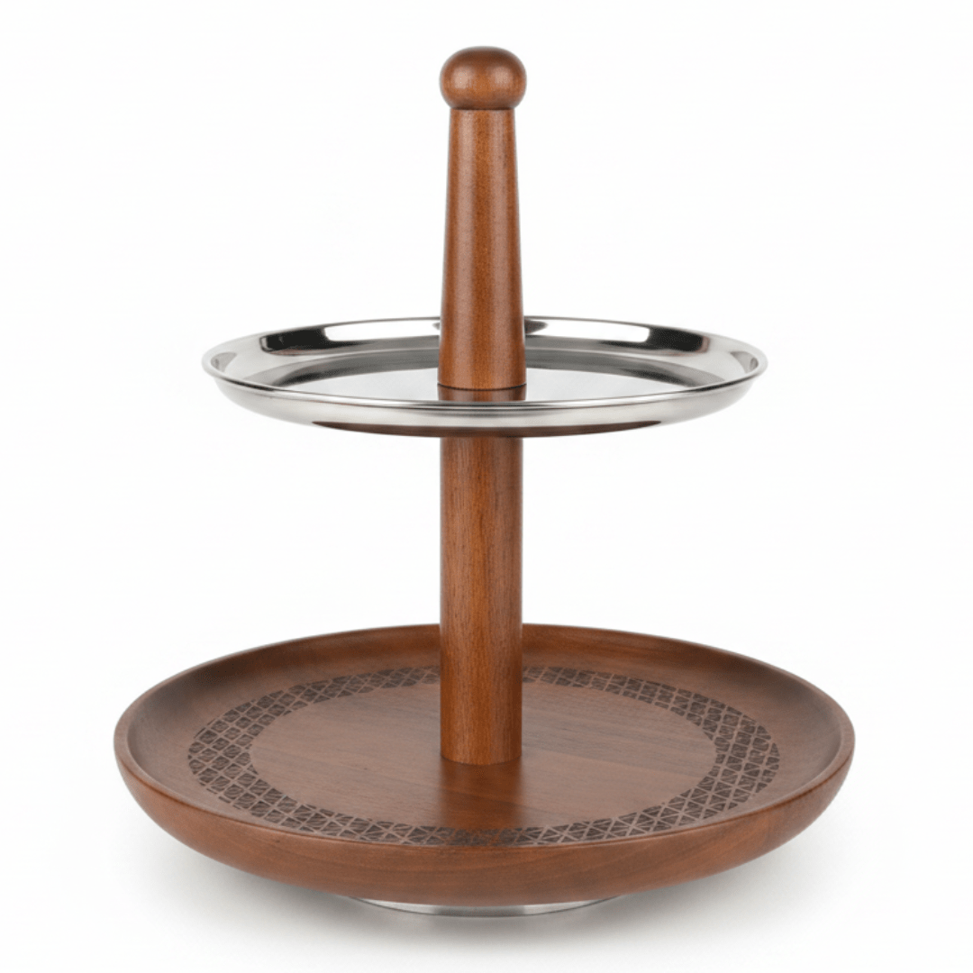 Luhpar 2-Tier Wooden & Stainless Steel Candy Tray - 35×30cm - Al Kabayel Discount CentreLuhpar 2-Tier Wooden & Stainless Steel Candy Tray - 35×30cmServing TraysLUHPARAl Kabayel Discount Centre