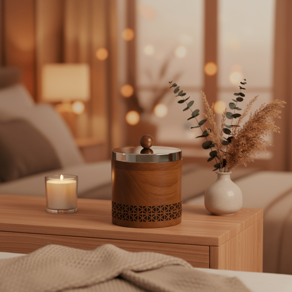 Luhpar Brown Wooden Jar with Silver Stainless Steel Lid — 13×13cm - Al Kabayel Discount CentreLuhpar Brown Wooden Jar with Silver Stainless Steel Lid — 13×13cmJars & Food SaversLUHPARAl Kabayel Discount Centre