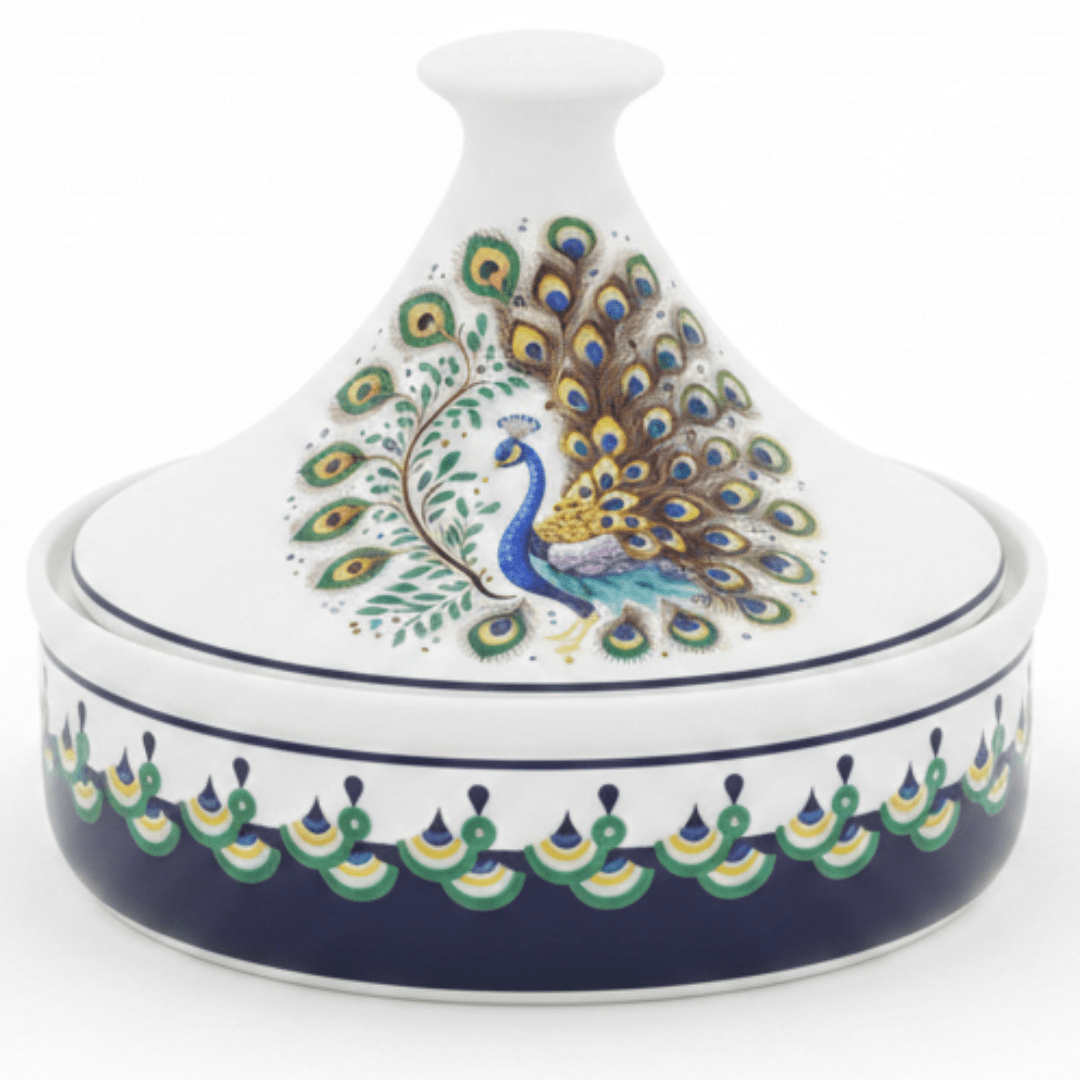 Luhpar Decorative Ceramic Sugar Pot with Peacock Artwork and Lid for Stylish Food Presentation – 15×15 cm - Al Kabayel Discount CentreLuhpar Decorative Ceramic Sugar Pot with Peacock Artwork and Lid for Stylish Food Presentation – 15×15 cmJars & Food SaversLUHPARAl Kabayel Discount Centre