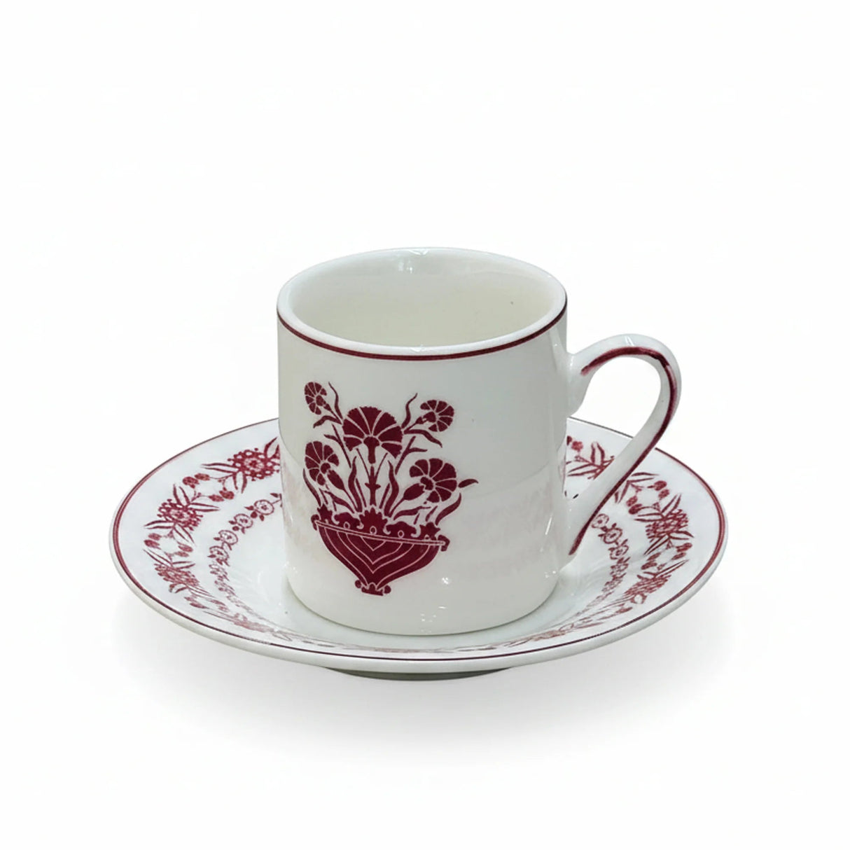 Luhpar EM - 006 Coffee Cup & Saucer Set with Red Rim – 12 - Piece Set – White with Red Floral Design - Al Kabayel Discount CentreLuhpar EM - 006 Coffee Cup & Saucer Set with Red Rim – 12 - Piece Set – White with Red Floral DesignTea SetsLUHPARAl Kabayel Discount Centre