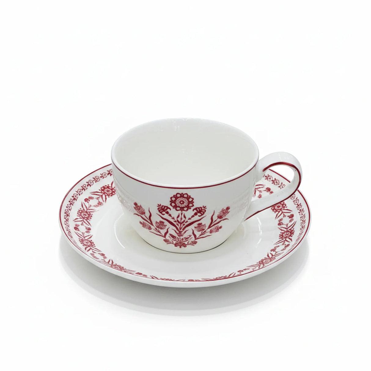 Luhpar EM - 008 Milk Cup & Saucer Set with Red Rim – 12 - Piece Set – White with Red Floral Design - Al Kabayel Discount CentreLuhpar EM - 008 Milk Cup & Saucer Set with Red Rim – 12 - Piece Set – White with Red Floral DesignTea SetsLUHPARAl Kabayel Discount Centre