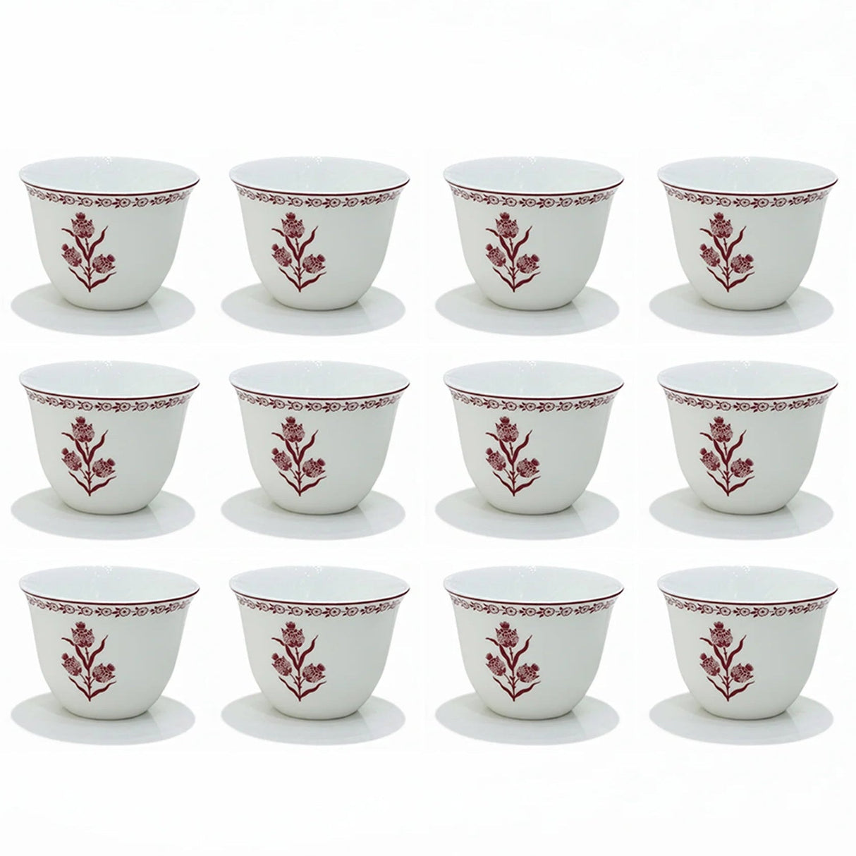 Luhpar EM - 010 Cawa Cup Set with Red Rim – 12 - Piece Set – White with Red Floral Design - Al Kabayel Discount CentreLuhpar EM - 010 Cawa Cup Set with Red Rim – 12 - Piece Set – White with Red Floral DesignTea SetsLUHPARAl Kabayel Discount Centre