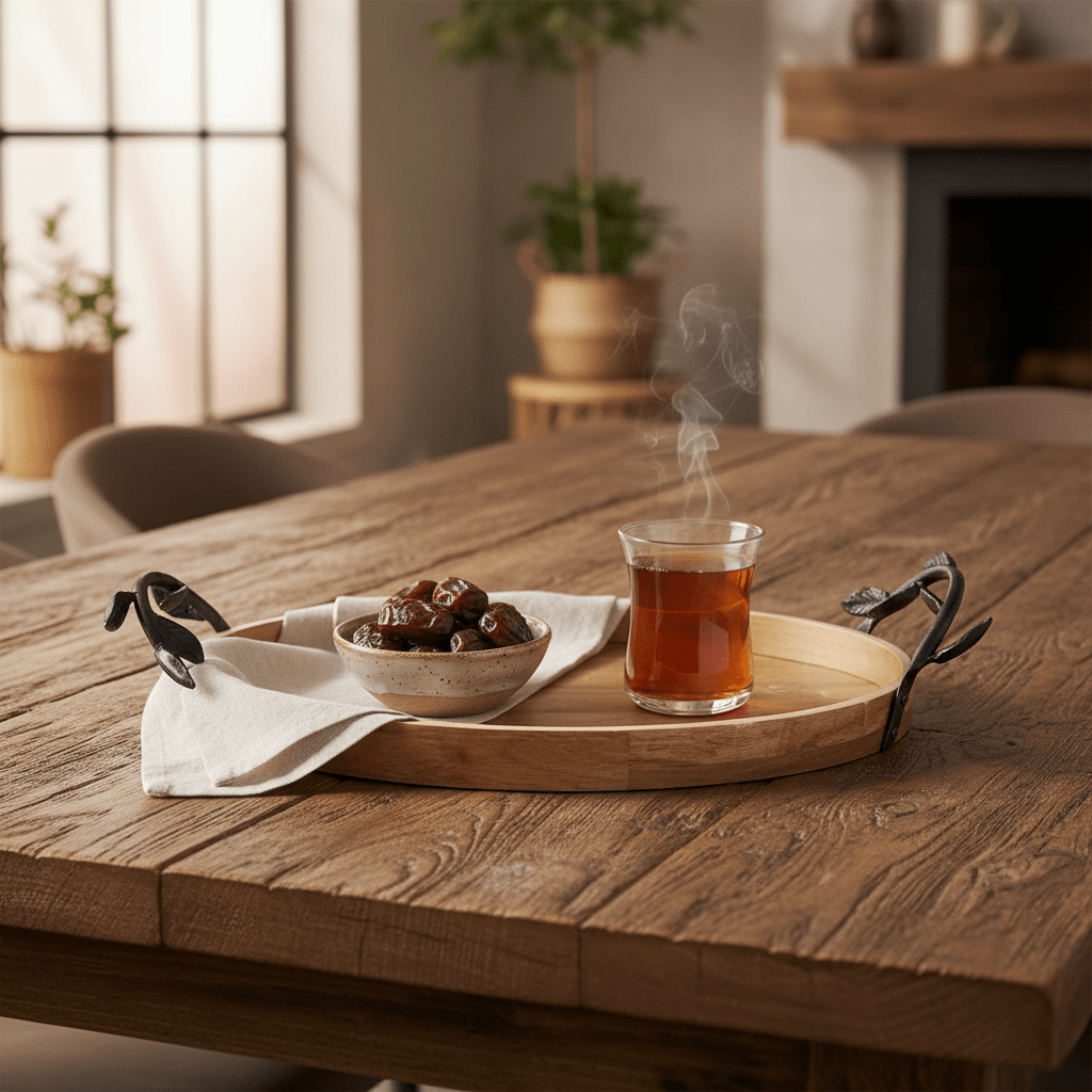 Luhpar Oval Wooden Tray with Black Metal Handles – Stylish Serving Tray for Home & Events 40×26 cm - Al Kabayel Discount CentreLuhpar Oval Wooden Tray with Black Metal Handles – Stylish Serving Tray for Home & Events 40×26 cmServing TraysLUHPARAl Kabayel Discount Centre