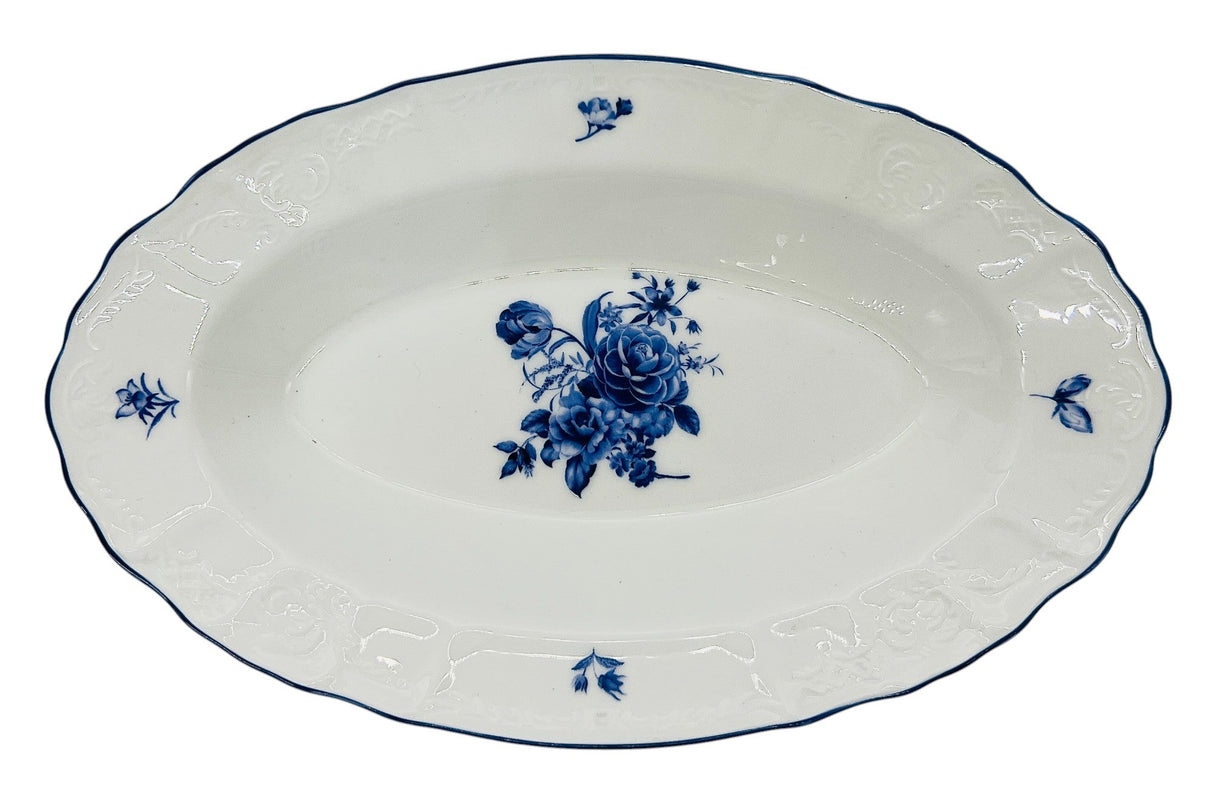 Luhpar Porcelain Deep Oval Plate 9.75"*6.2", Blue Floral Design with Blue Rim - Al Kabayel Discount CentreLuhpar Porcelain Deep Oval Plate 9.75"*6.2", Blue Floral Design with Blue RimPlatesLUHPARAl Kabayel Discount Centre