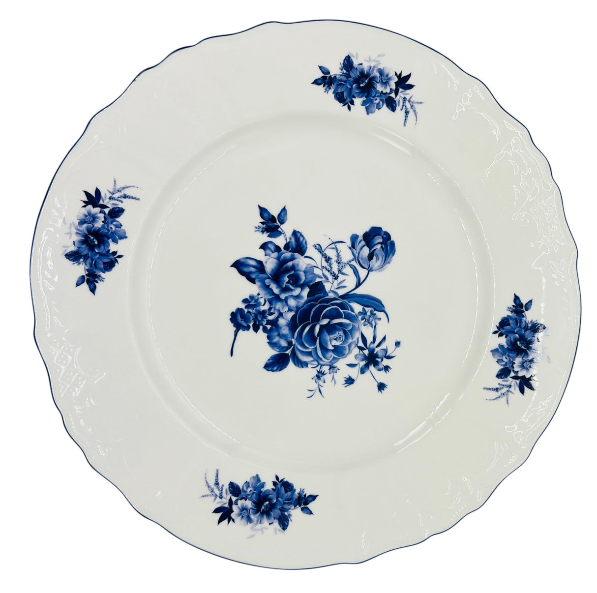 Luhpar Porcelain Dinner Plate 12", Blue Floral Design with Blue Rim - Al Kabayel Discount CentreLuhpar Porcelain Dinner Plate 12", Blue Floral Design with Blue RimPlatesLUHPARAl Kabayel Discount Centre