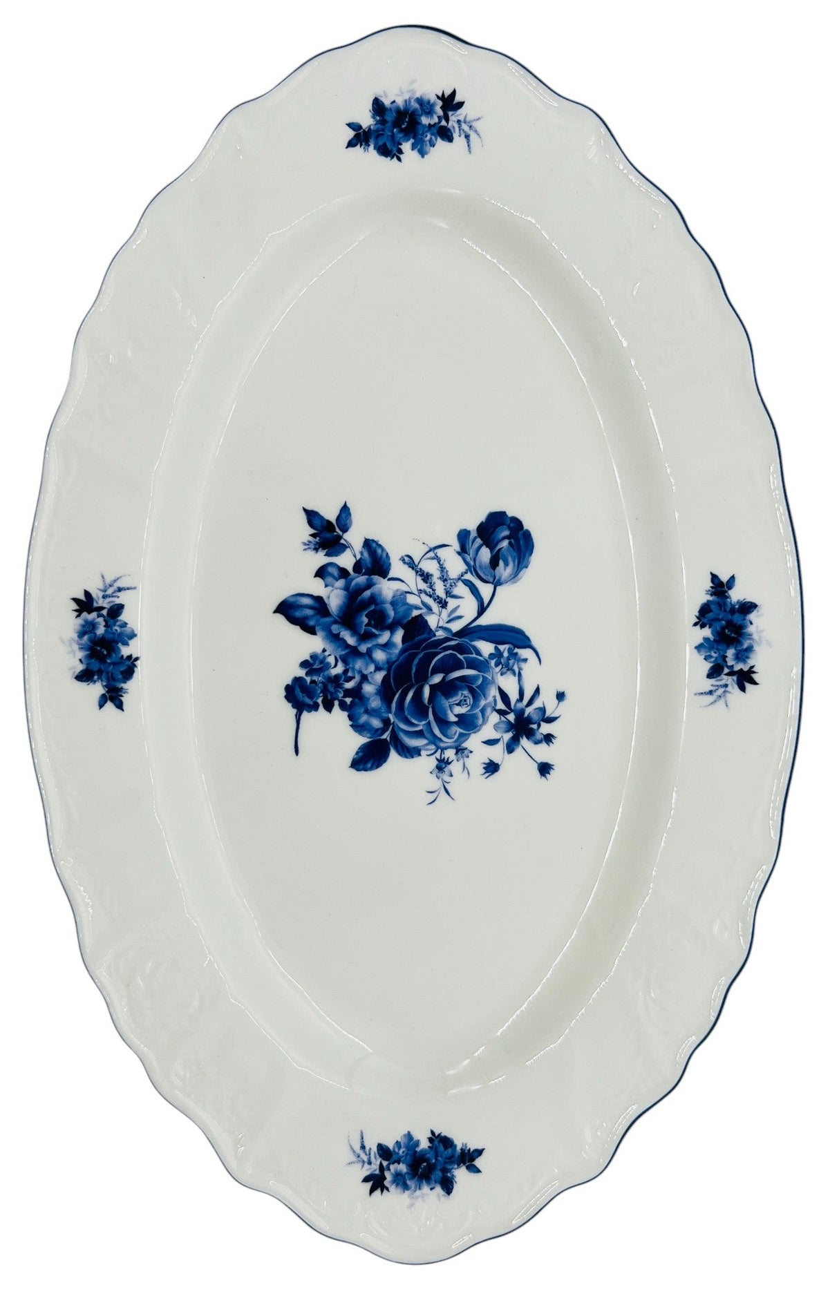 Luhpar Porcelain Oval Plate 12"*7.6", Blue Floral Design with Blue Rim - Al Kabayel Discount CentreLuhpar Porcelain Oval Plate 12"*7.6", Blue Floral Design with Blue RimPlatesLUHPARAl Kabayel Discount Centre