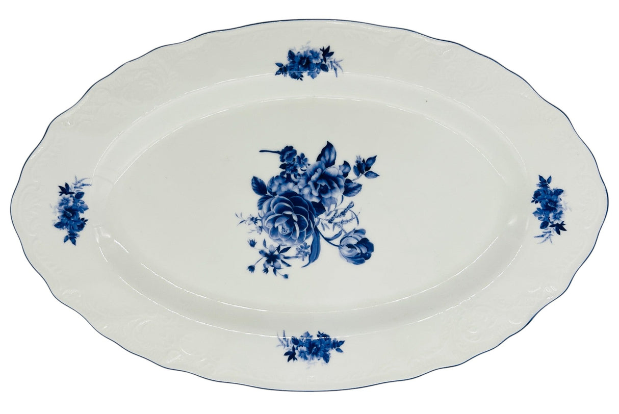 Luhpar Porcelain Oval Plate 14"*9", Blue Floral Design with Blue Rim - Al Kabayel Discount CentreLuhpar Porcelain Oval Plate 14"*9", Blue Floral Design with Blue RimPlatesLUHPARAl Kabayel Discount Centre