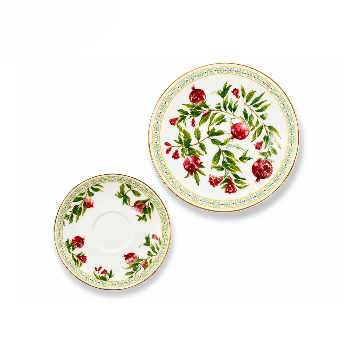 Luhpar Tea & Cawa Cup Set – 30-Piece – Pomegranate & Floral Gold Decal Design AM-020