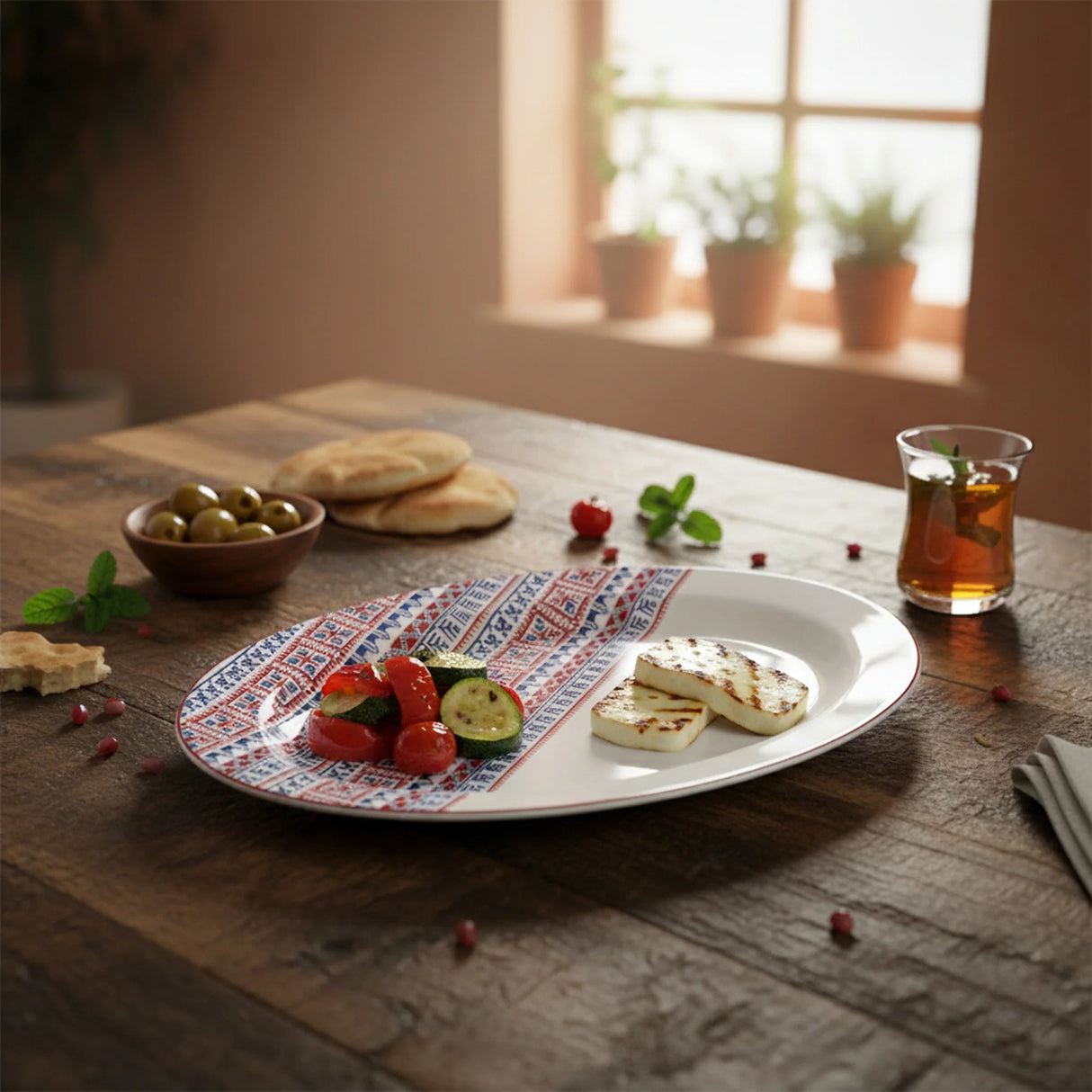 Luhpar Premium 12 - Inch Ceramic Oval Serving Plate – White with Red & Blue Decorative Pattern - Al Kabayel Discount CentreLuhpar Premium 12 - Inch Ceramic Oval Serving Plate – White with Red & Blue Decorative PatternPlatesLUHPARAl Kabayel Discount Centre