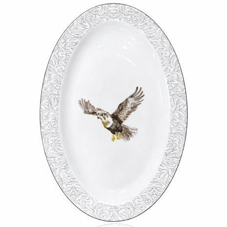Luhpar Premium 14 - Inch Ceramic Oval Serving Plate – White with Grey Falcon Design - Al Kabayel Discount CentreLuhpar Premium 14 - Inch Ceramic Oval Serving Plate – White with Grey Falcon DesignPlatesLUHPARAl Kabayel Discount Centre