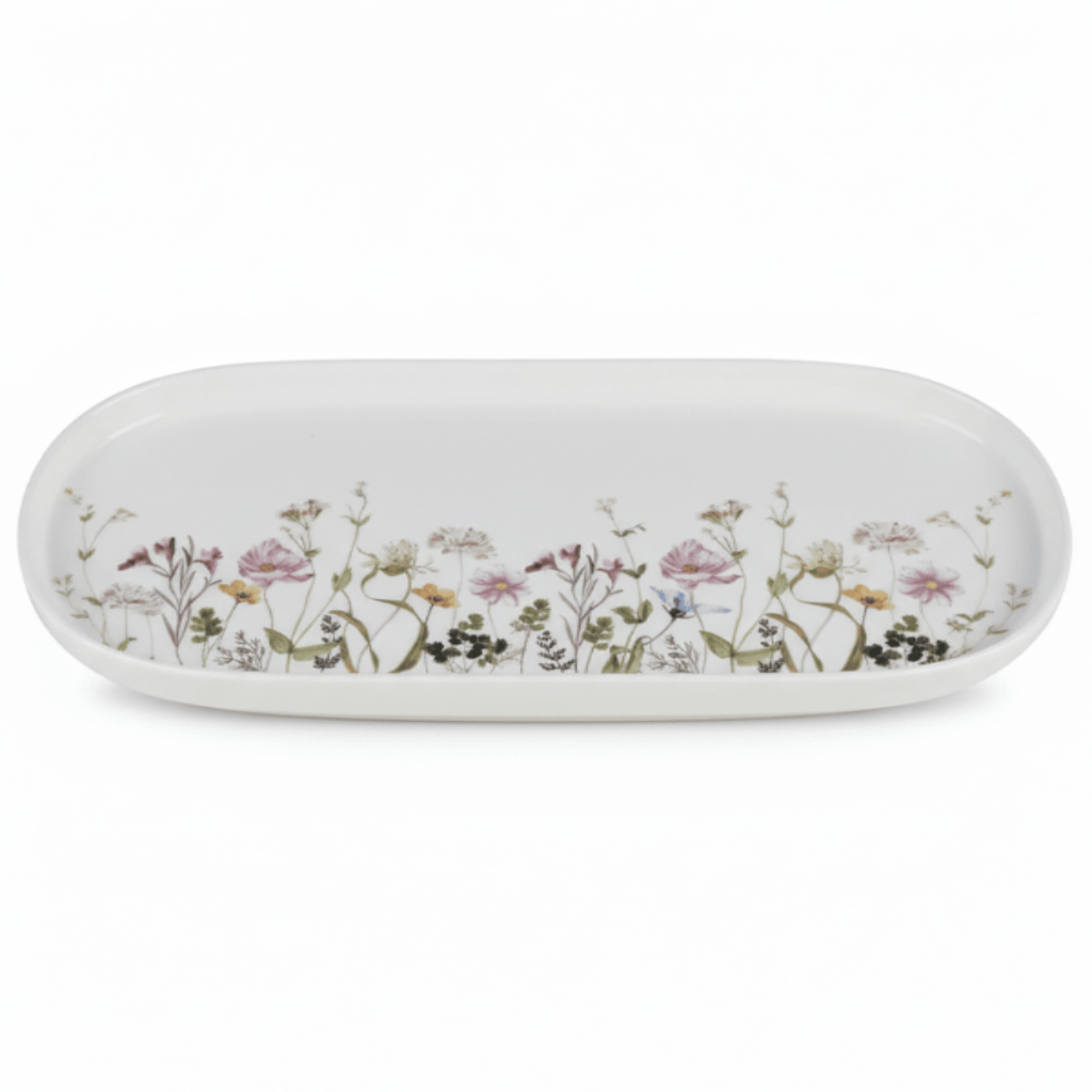 Luhpar Premium Floral Oval Ceramic Serving Plate – 33 cm, Elegant White Tableware with Flower Design - Al Kabayel Discount CentreLuhpar Premium Floral Oval Ceramic Serving Plate – 33 cm, Elegant White Tableware with Flower DesignPlatesLUHPARAl Kabayel Discount Centre