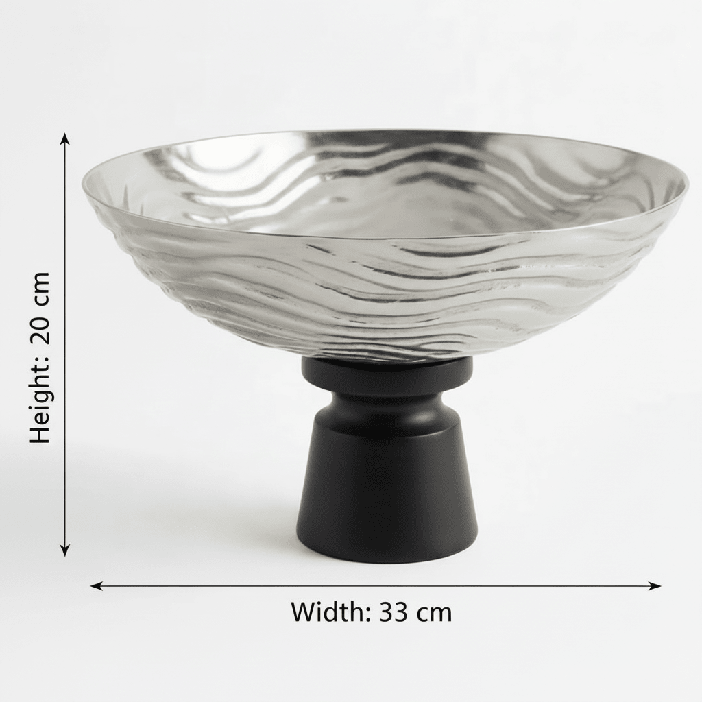 Luhpar Wave Textured Aluminium Round Bowl with Black Wooden Base - 20×33 cm - 74901-C - Al Kabayel Discount CentreLuhpar Wave Textured Aluminium Round Bowl with Black Wooden Base - 20×33 cm - 74901-CBowlsLUHPARAl Kabayel Discount Centre