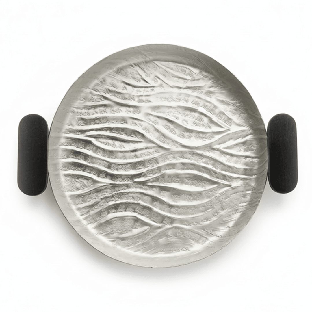 Luhpar Wave Textured Aluminium Round Tray with Black Wooden Handles - 30cm - 74895-B - Al Kabayel Discount CentreLuhpar Wave Textured Aluminium Round Tray with Black Wooden Handles - 30cm - 74895-BServing TraysLUHPARAl Kabayel Discount Centre