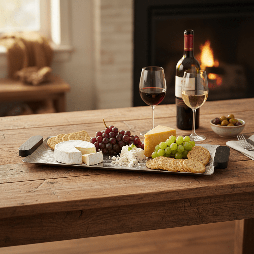 Luhpar Wave Textured Aluminum Rectangular Tray with Black Wooden Handles - 60×20cm - 74897-C - Al Kabayel Discount CentreLuhpar Wave Textured Aluminum Rectangular Tray with Black Wooden Handles - 60×20cm - 74897-CServing TraysLUHPARAl Kabayel Discount Centre